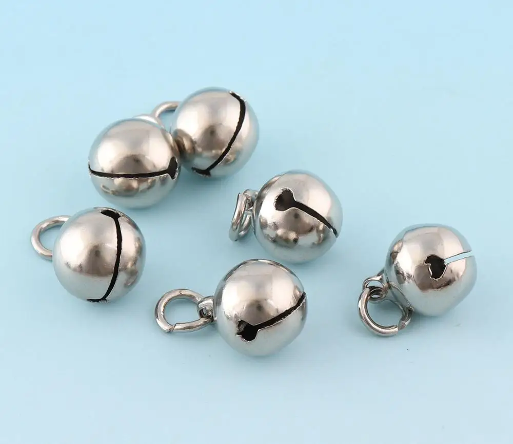 Argento Jingle Bells Blocchi Di 50Pcs 13 Millimetri Campane Di Natale Con Split Anelli Di Cerimonia Nuziale Campane Bollitore Campane Collare Dell'Ani