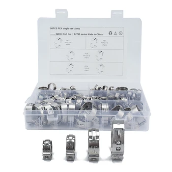 

90Pcs Stainless Steel 1-Ear Stepless Fuel Clamp Worm Drive Fuel Water Hose Pipe Clamps Clips Hose Clamp Promotion