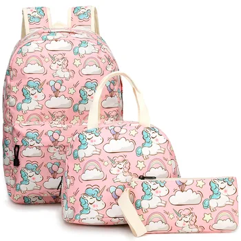 

3Pcs Cute School Backpacks for Teen Girls School Bags Lightweight Kids Mochila Children Travel Unicorn Backpack Bookbags Set