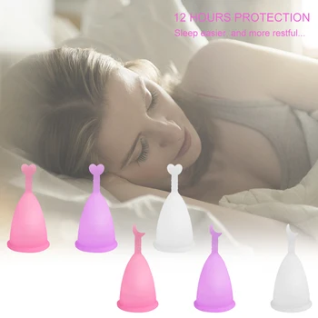 

Silicone Female Reusable Menstrual Cup Foldable Youth Menstrual Cup Beginner, Love, Moon Shaped Menstrual Cup