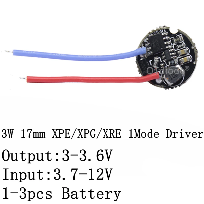 1 шт. 3 Вт светодиодный драйвер 17 мм 3,7-12 В постоянного тока 1 Режим светодиодный драйвер фонарика для CREE XRE-Q5/XPE/XBD XB-D все виды 3 Вт светодиодный светильник