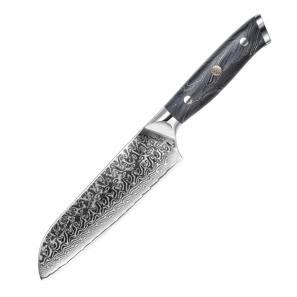 Дамаск Сталь 7 дюймов Santoku Ножи японский шеф повар Профессиональный острый нож