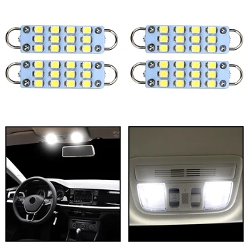 

LEEPEE 4Pcs Led Festoon Dome Light 44mm 12SMD 1210 C5W C10W Rigid Loop Car Dome Cargo Light LED Interior Super White