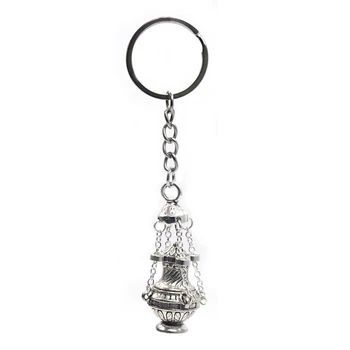 

QIGO Vintage Metal Censer key Chain Christ Religous Jewelry Gifts