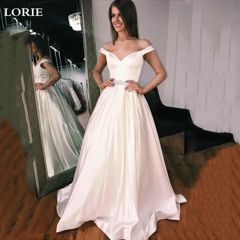 LORIE свадебное платье принцессы атласные платья для невесты с открытыми плечами