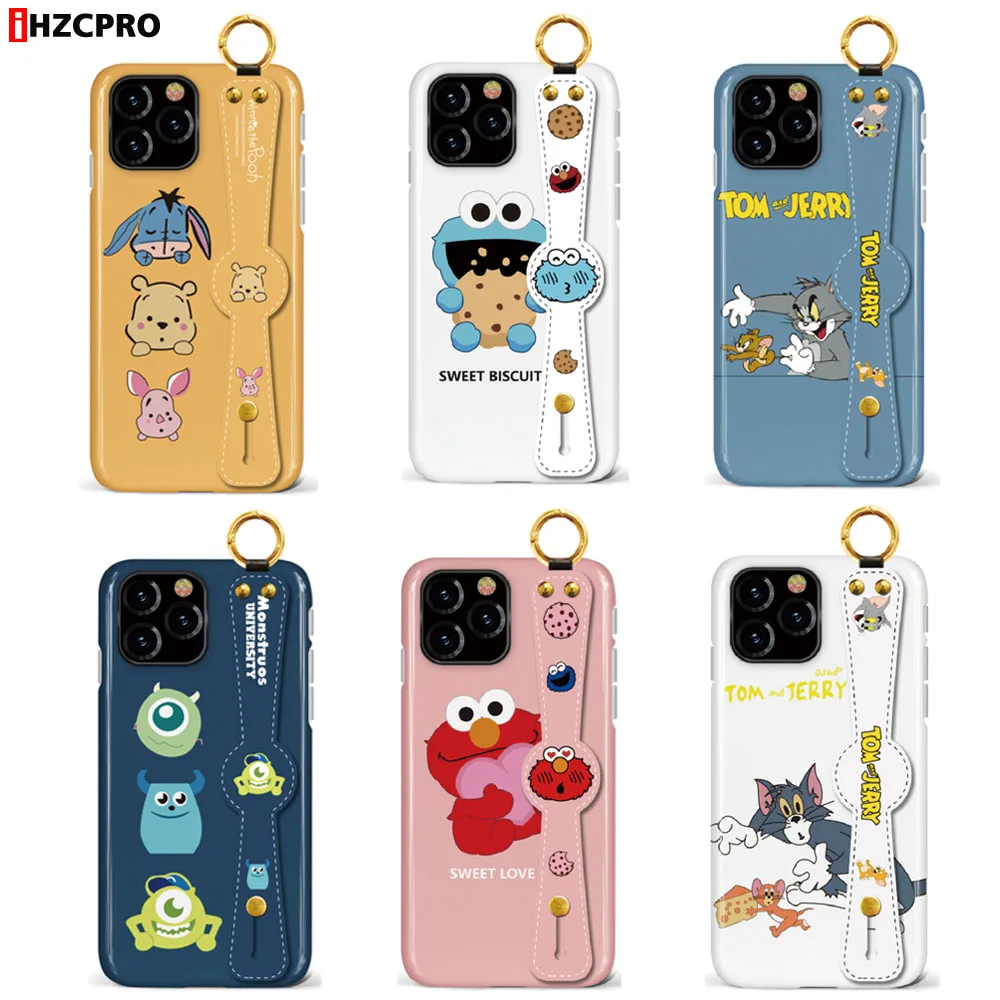 

Cartoon Soft Case for iPhone 11 Pro Max XS XR X 8 7 6 6S Plus Wrist Strap TPU Case Holder Ring Lanyard Cat TOM Jerry Japan Korea