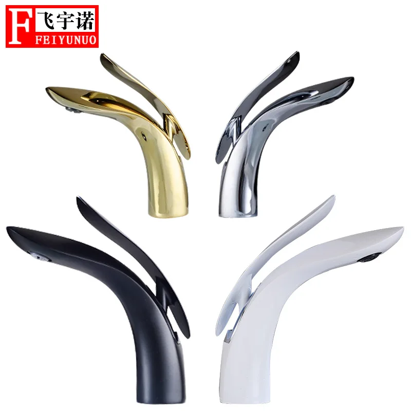 

Copper Black And White with Pattern Basin Faucet Fly Connaught Cross Border New Style Bathroom Hot And Cold Mixing Water Single