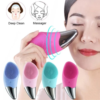 

Wireless Electric Face Cleansing Ultrasonic Cleaning Brush Silicone Massage Washing Machine Waterproof Facial Skin Care Tools