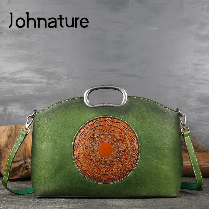 Женские роскошные сумки Johnature Сумки из натуральной кожи Ретро стиль ручная