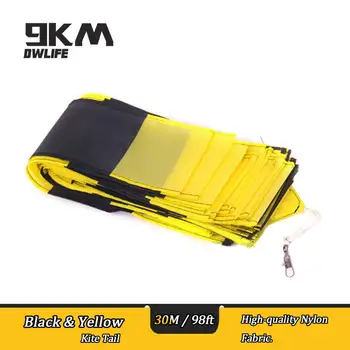 

30m/98ft KITE TUBE TAIL For Delta Kite/Stunt /Software Kites Flying Toys Black & Yellow Nylon Kite Outdoor Accessories