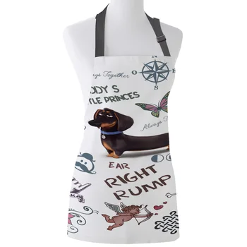 

Kitchen Apron Dachshund Flower Love Poker Compass Adjustable Bib Canvas Aprons For Women Cooking Baking Restaurant Pinafore