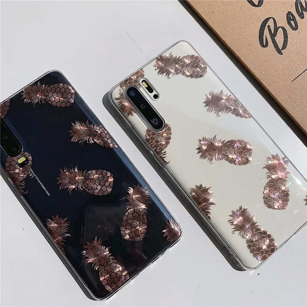 Блестящий чехол для телефона с изображением ананаса кленового листа huawei P20 P30 mate 20