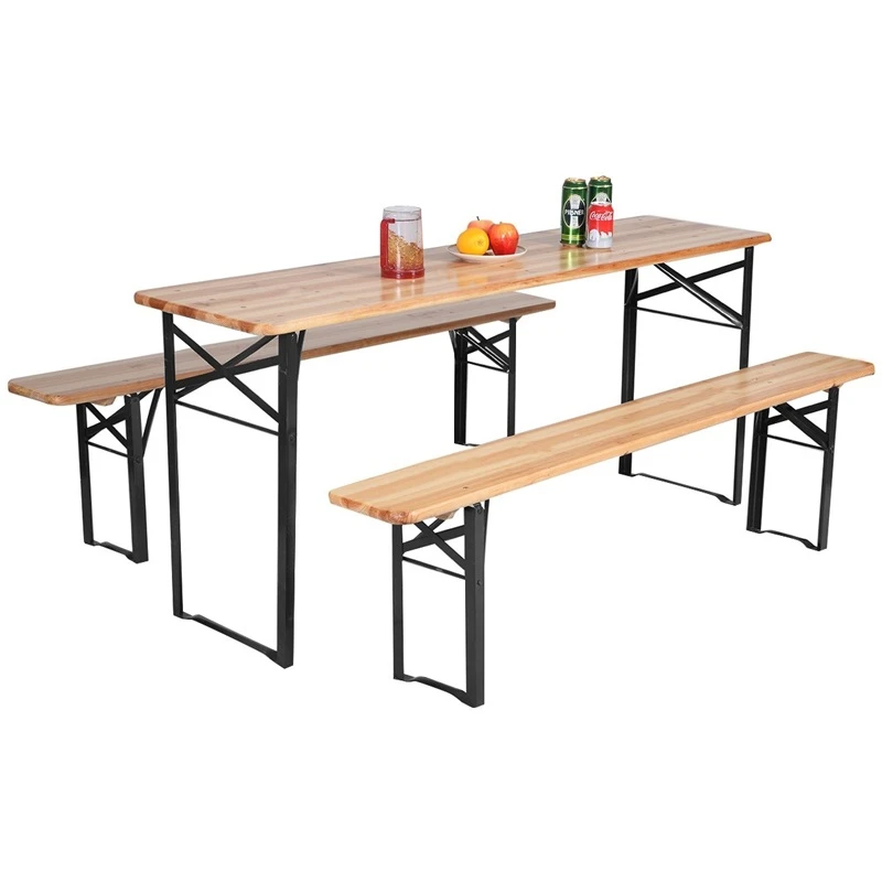 3 Piece Folding Wooden Picnic Table Bench Set Iron And Chinese Fir Wood Outdoor Table And Bench Set Aliexpress