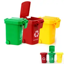 Juego de 3 unids/set de Color brillante para niños, juguetes de empuje, vehículos de plástico, camión de basura, botes de basura