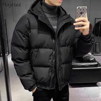 

Big Size Men Parka Solid Color Windproof Thicker Warm Winter Clothes Mens Parkas Casual Streetwear Fashionable Korean Trendy