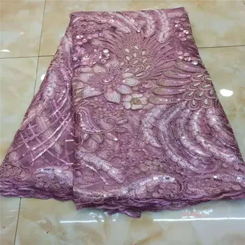 

African Squins Voile Lace pink Fabric African Cord Lace Fabric High Quality Sequins French Tulle Lace Fabric For Wedding Party