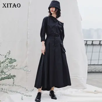 

XITAO Dark Style Tooling Skirt Harajuku High Waist Black Skirts Womens Trend Elastic Waist Wild Women Clothes 2020 New GCC3552