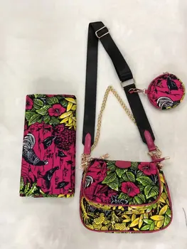 

African wax bag African kente Print and Purse/african cotton wax with bags 6yards kente fashion designer ,hot selling