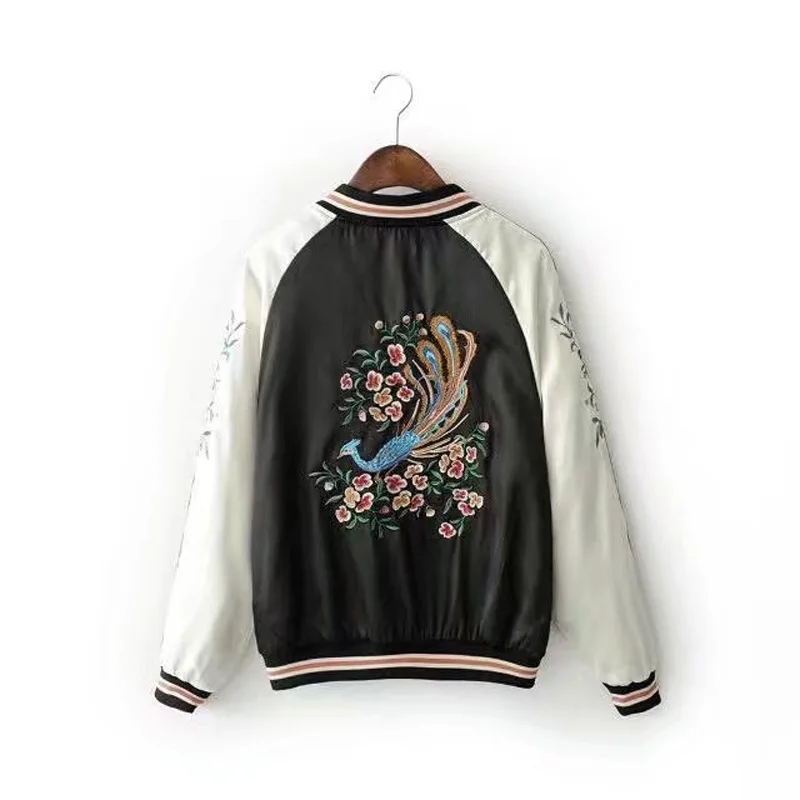 

017 Autumn And Winter New Style Western Style Versitile Fashion Peacock Embroidered Baseball Uniform Loose Casual Jacket G126