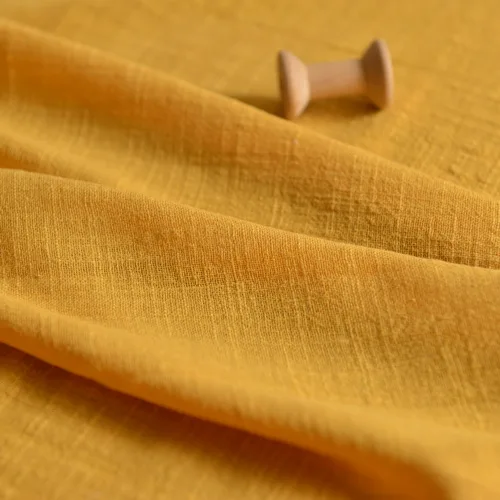130 см x 50 см Тонкая однотонная ткань из хлопка и льна для мытья песка, мягкая ткань для самостоятельного изготовления платьев, халаты, одежда ручной работы 160 г/м - Цвет: Цвет: желтый