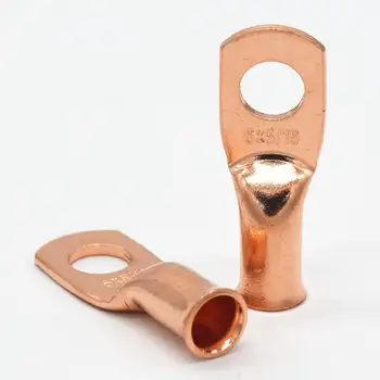 

10PCS Copper Ring Lugs Crimp Terminals Set 6 Gauge 5/16" Cable Wire Soldered/Crimp Connector Non-insulated Bare Terminal