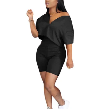 

2 pcs set Women Casual Sports Two Pieces Set Short Sleeve Crop Tops Above Knee Shorts Suit Suit Outfits Women Clothing