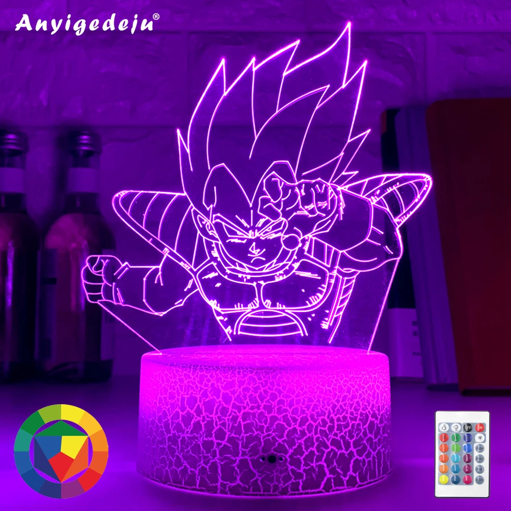 

New 3D LED Night Light Dragon Ball Z Vegeta Super Action Figure 7 Colors Touch Optical Illusion Table Lamp Home Decoration Model