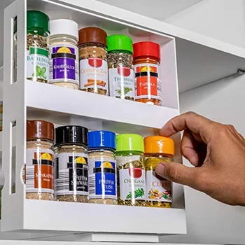 Rotating Spice Rack Organizer | Multifunctional, Kitchen Cabinet Organizer, Closet Organizer, Swivel Storage Shelf, Kitchen Utensil Storage
