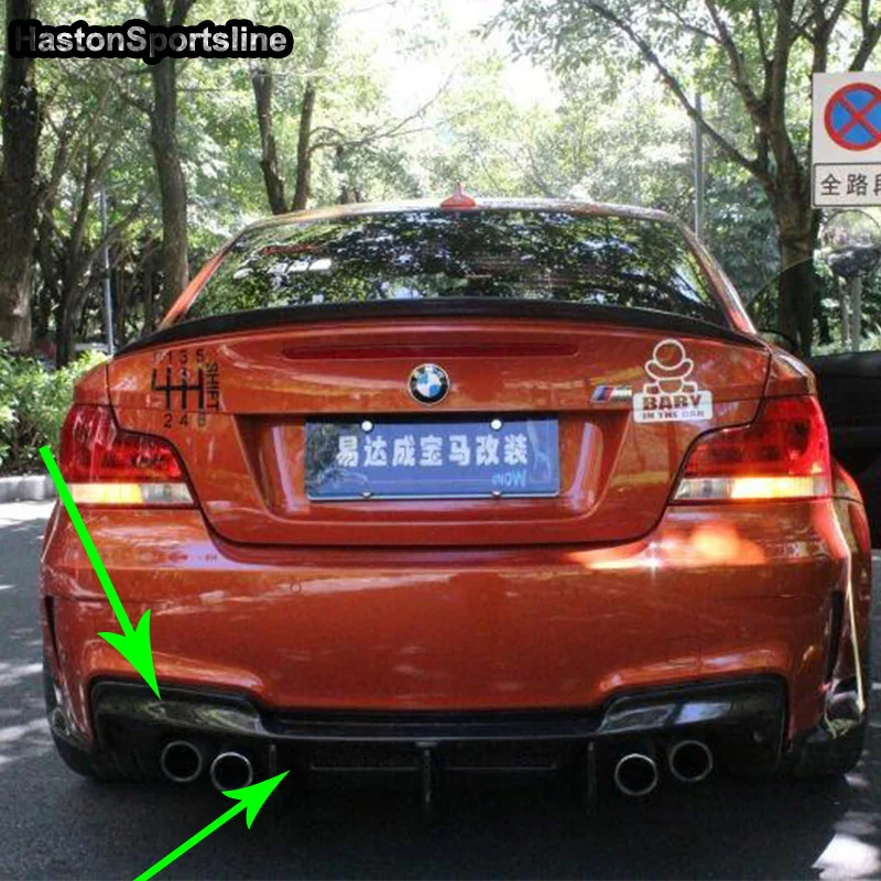 E82 1M Coupe губа диффузора заднего бампера из углеродного волокна для BMW 2011 ~