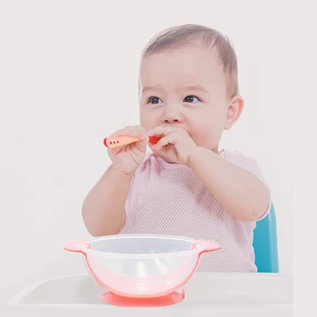 

Temperature Sensing Feeding Spoon Child Tableware Food Bowl Learning Dishes Service Plate/Tray Suction Cup Baby Dinnerware Set