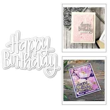 

2020 New Happy Birthday English Words and Shadow Metal Cutting Dies For DIY Decoration Greeting Card Paper Scrapbooking No Stamp