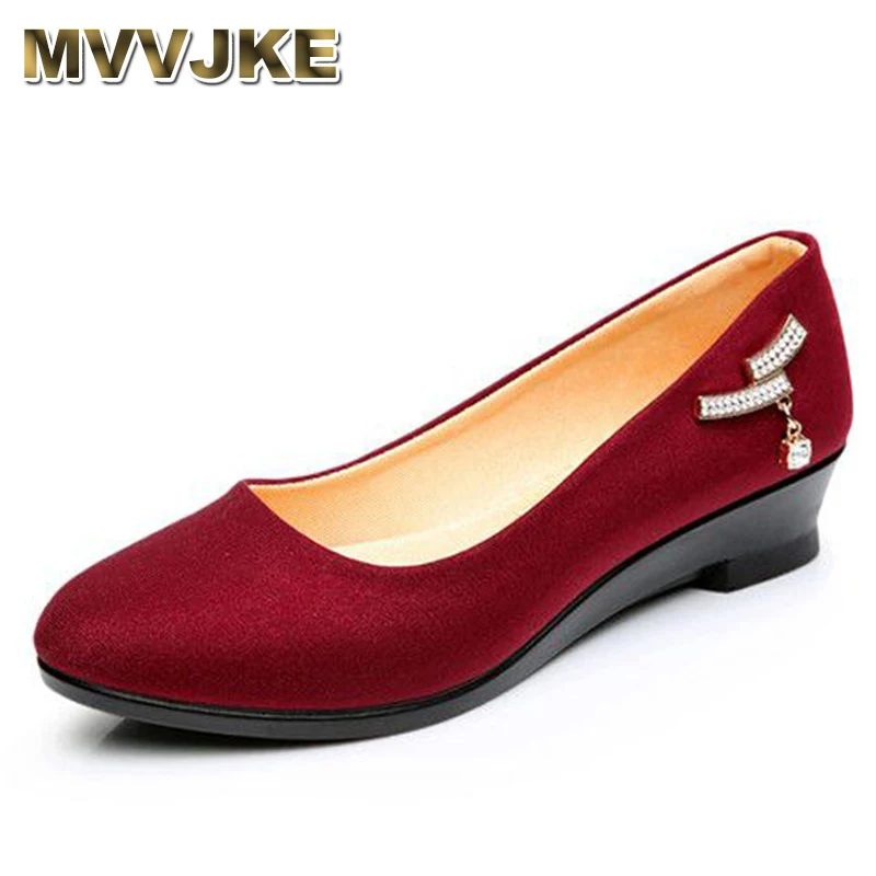 

MVVJKEWoman Ballet wedge shoes woman for work cloth shoes woman sweet moccasins slipon wedges women oversized shoes new boatE077