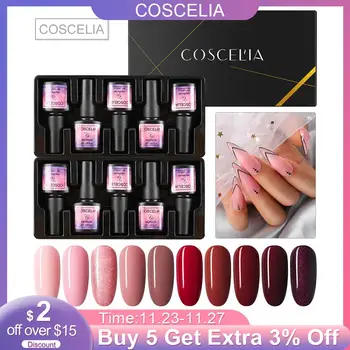 

COSCELIA Nail Gel Polish Set Semi Permanent Soak Off Base Top Coat For Manicure Hybrid Varnishes Poly Gel Nail Art