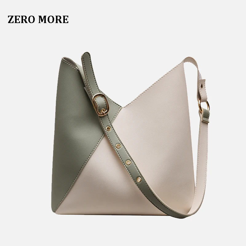 

Splicing Contrast PU Leather Bucket Bags For Women 2019 Summer Crossbody Bags Lady Shoulder Messenger Bag Female Travel Handbags