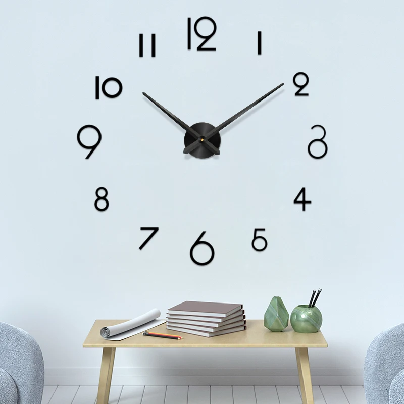 48 Inch Fashion 3D big size wall clock mirror sticker DIY brief living room decor meetting room wall clock diy sticke