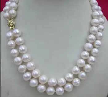 

Double Strands 2rows+9-10mm Natural South Sea White Pearl Necklace 17-18“