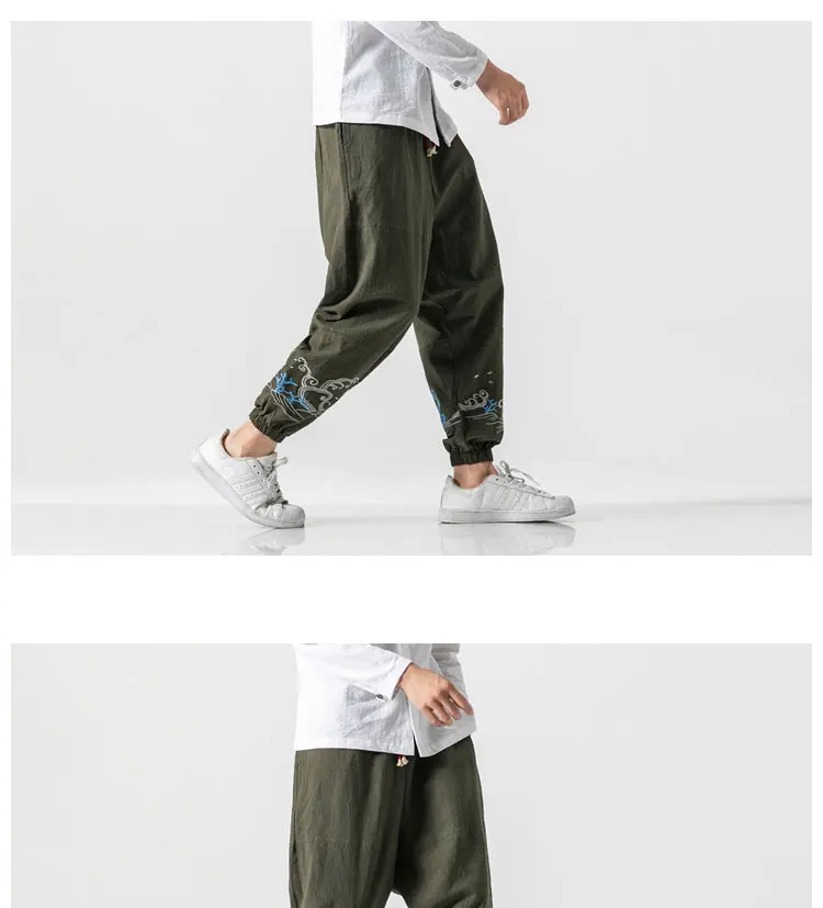 Privathinker мужские новые шаровары осенние штаны в китайском стиле мужские уличные штаны с вышивкой мужские свободные брюки 5XL
