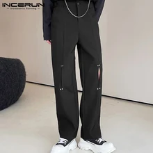 

INCERUN New Men's Handsome Well Fitting Long Pants Leisure Baggy Fashion Casual Pantalons Streetwear Style Suits Trouser S-5XL