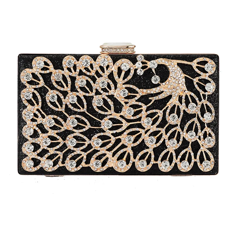 

2023 Women Diamond Clutch Bags Luxury Peacock Banquet Purse Hollow Out Dinner Wallets Drop Shipping MN1529