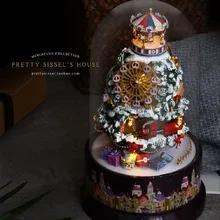 

Miniature DIY Dollhouse Rotate Music Box Wooden House Miniature Assemble Kit Assembly Model Music Box Children Birthday Gift