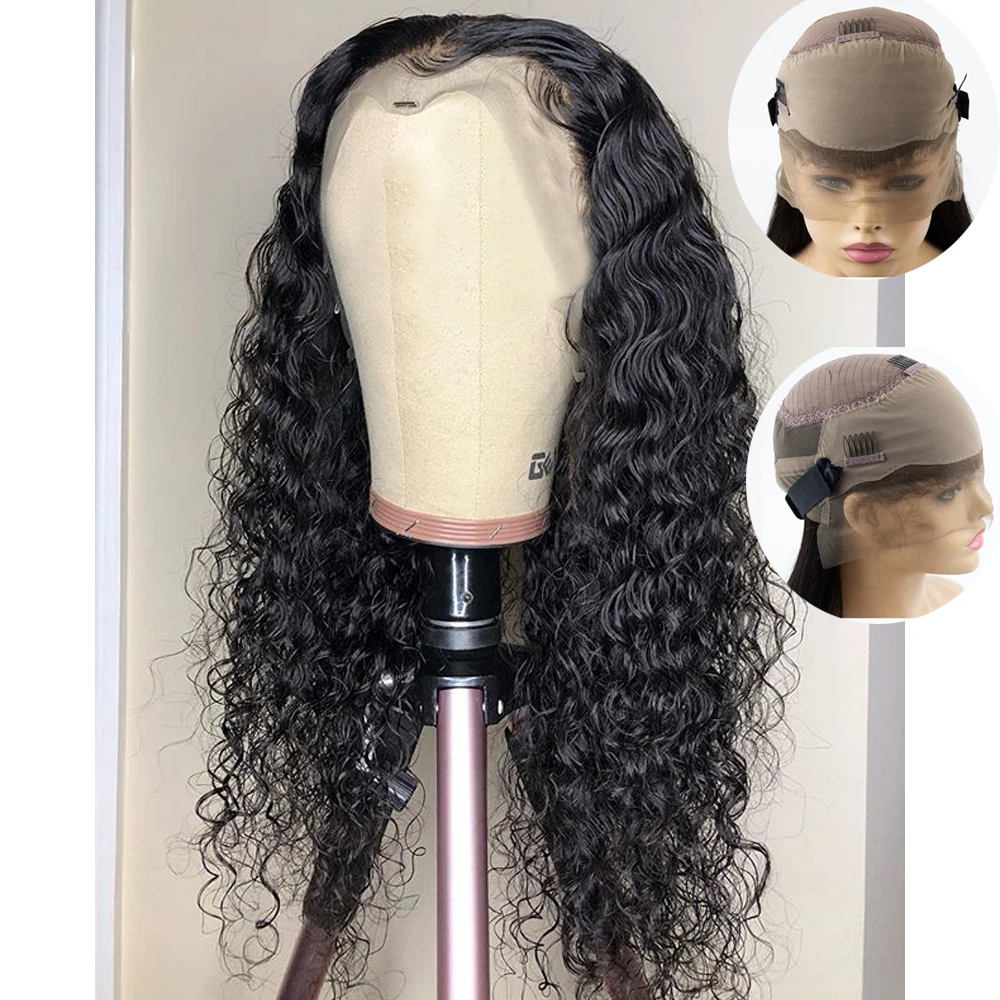 

Fake Scalp Wig 360 Lace Frontal 180% Density Deep Wave Frontal Wig Invisible Knot Wigs Natural Hairline Human Hair Ponytail