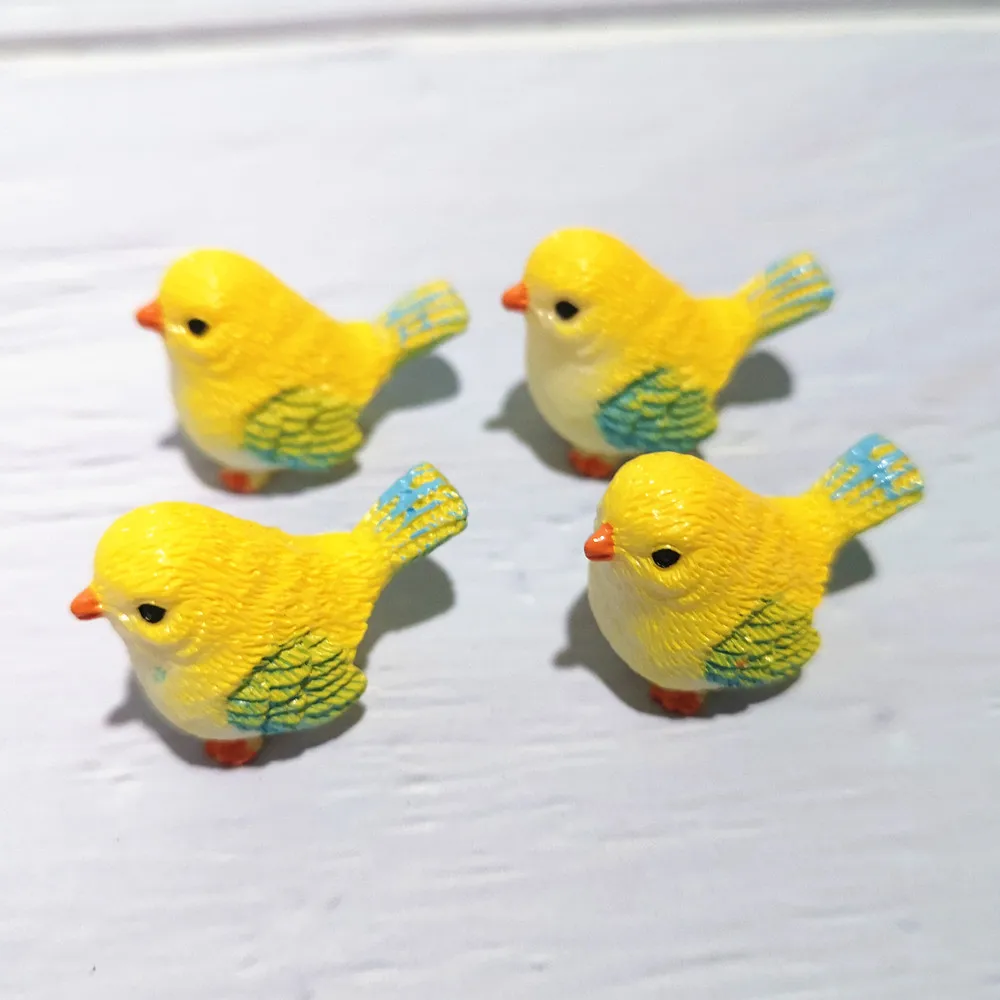4pc yellow A Комплект из 4 предметов милые маленькие птички животных фигурка-модель дома орнамент стеклянный Декор миниатюрный Ремесло Сад Фея Украшения DIY аксессуары - Цвет: 4pc yellow A
