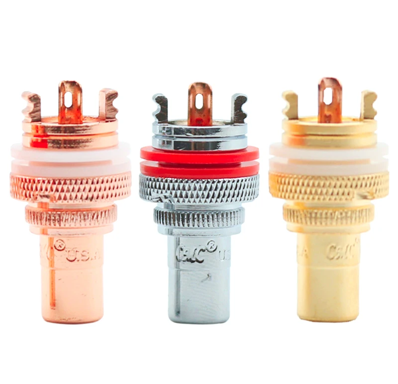 

High end 24K gold plated brass silver plated RCA jack connector adapter for audio video TV cd-amp panel chassis installation