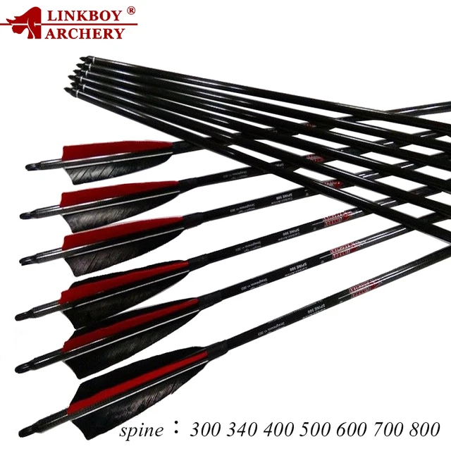 US $57.28 Linkboy Archery Carbon Arrows 5inch Turkey Feather Target Point 75gr Compound Traditional