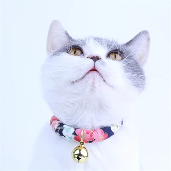 

Cute Cat Collar Cotton Adjustable Pet Collars With Bell Flower Cats Products For Pets Accessories