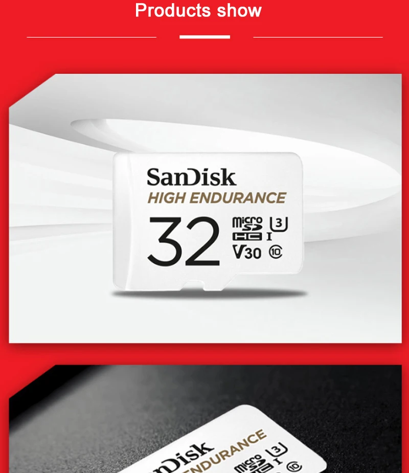 SanDisk, высокопрочная карта памяти Micro SD, 32 ГБ, 64 ГБ, 128 ГБ, 256 ГБ, профессиональная TF карта с адаптером для автомобиля dvr камеры