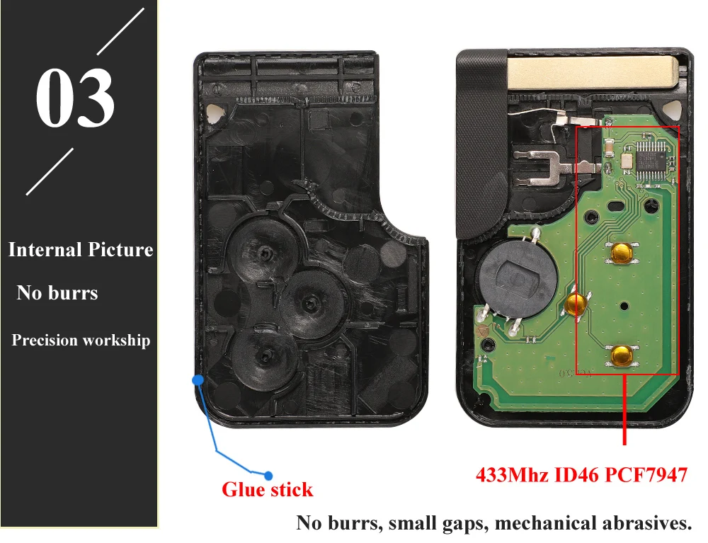 best spark plugs Smart Key Card for Renault Megane II Scenic II Grand Scenic 2003-2008 433mhz PCF7947 Chip ID46 3 Button Remote PCB Ultrasonic coil pack