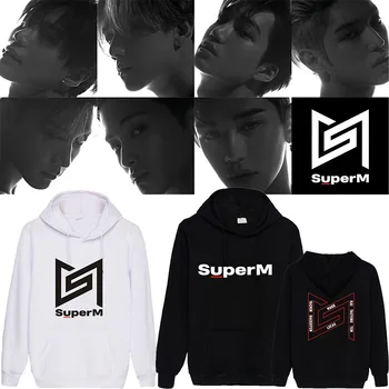 

K-pop SuperM BAEKHYUN KAI Lucas Ten Supporting Hoodies Kpop SuperM Taeyong Taemin Mark Thick Sweatshirts Pullovers Plus Size