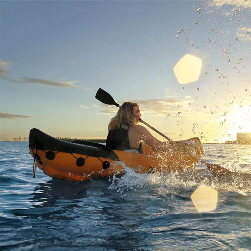 Rafting Inflatable Canoe Fishing Boat Portable Water Sports With Paddle Air Pump 2 People Rowing Boat Orange