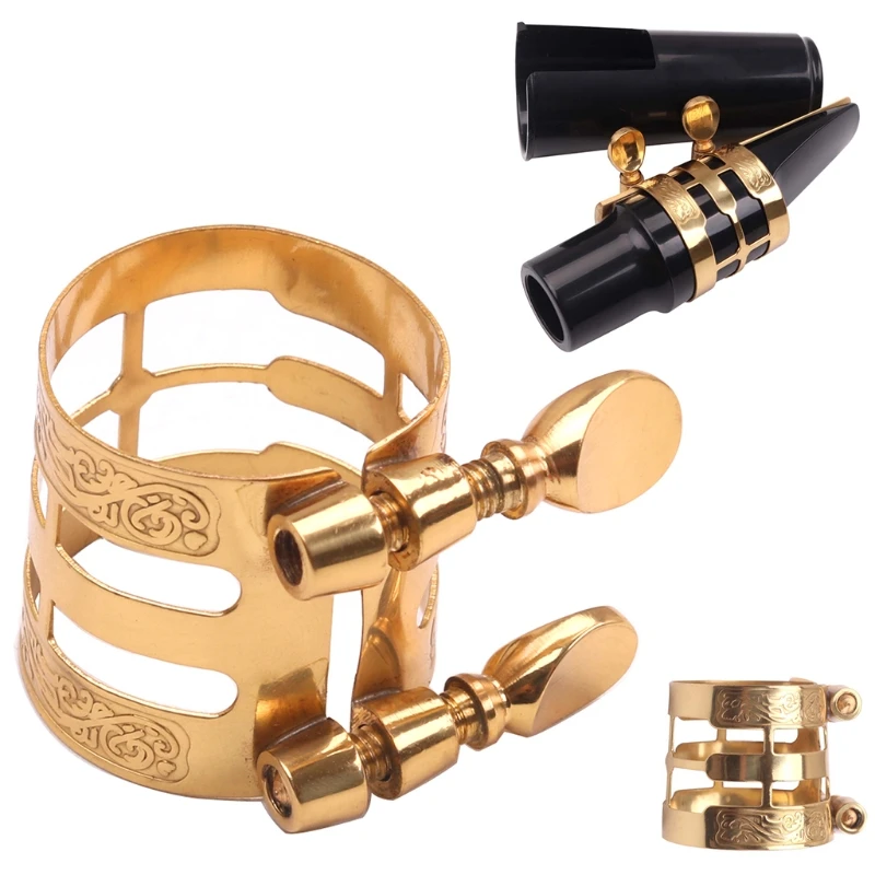 Alto Tenor Sax Saxophone Ligature Fastener Silver Color Metal Sturdy Plastic Ebonite Mouthpieces Saxophone Accessory